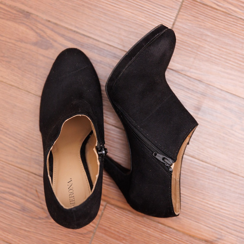 Merona Womens Black Faux Suede High Heel Ankle Booties Shooties Size 8 - Picture 4 of 6